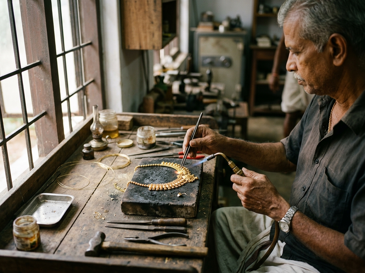 Kerala Goldsmith Precision Soldering Gold Filigree