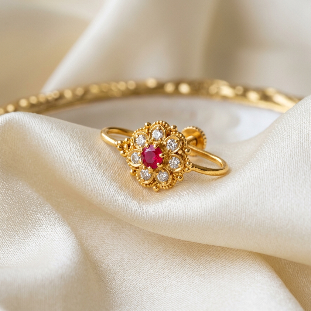Traditional Kerala Mukuthi Gold Nose Pins